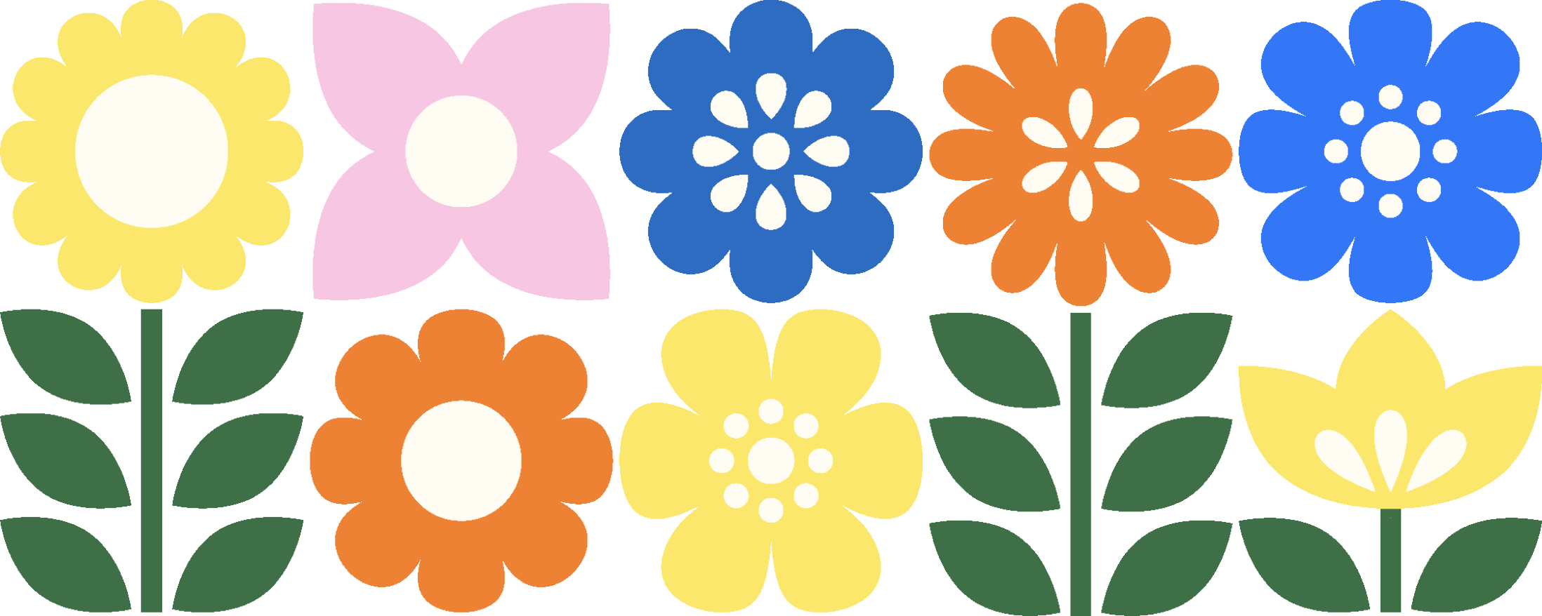 A group of abstract flowers
